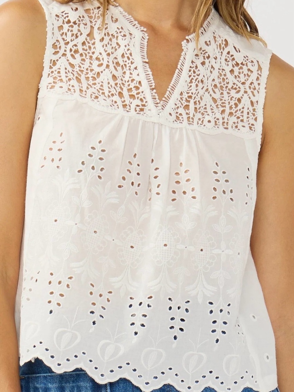 lovestitch White Eyelet Lace Tank Top